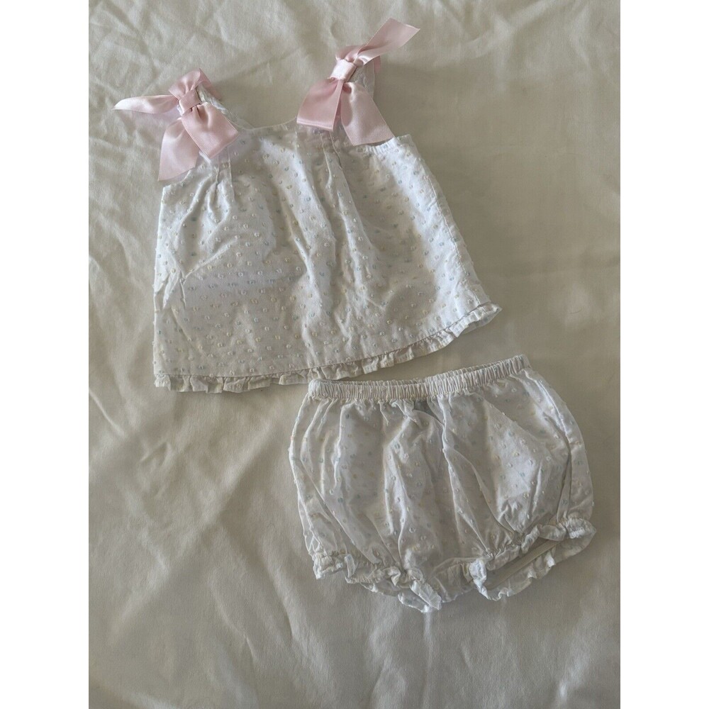 Janie And Jack newborn 0-3m Girls Easter Top And Bloomers Set blue/pink pastel